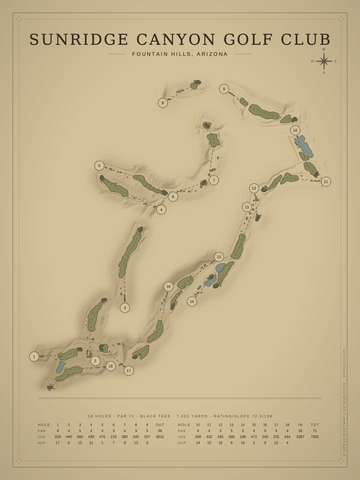 SunRidge Canyon Golf Club Course Map poster