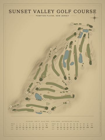 Sunset Valley Golf Course Map poster