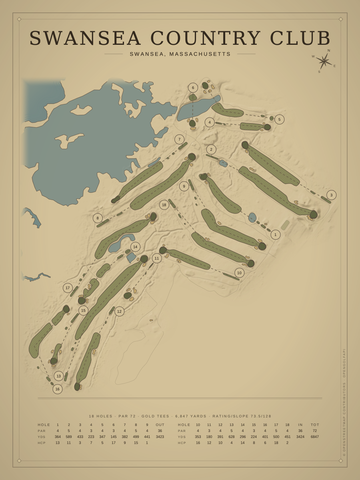 Swansea Country Club Course Map poster