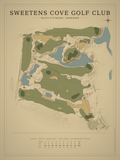 Sweetens Cove Golf Club course map poster, Vintage style, 12×16 / 18×24