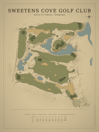 Sweetens Cove Golf Club course map poster, Vintage style, 12×16 / 18×24