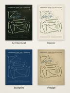 Swenson Park Golf Course map poster in four styles: Architectural, Classic, Blueprint and Vintage