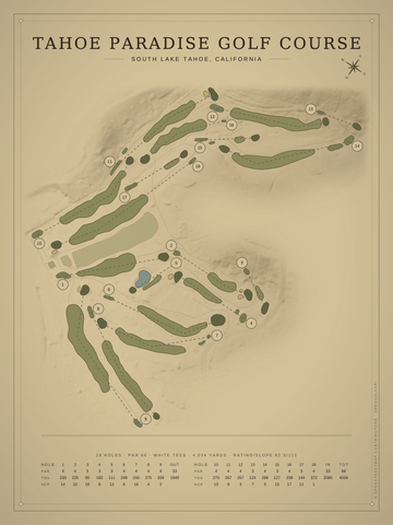 Tahoe Paradise Golf Course Map poster