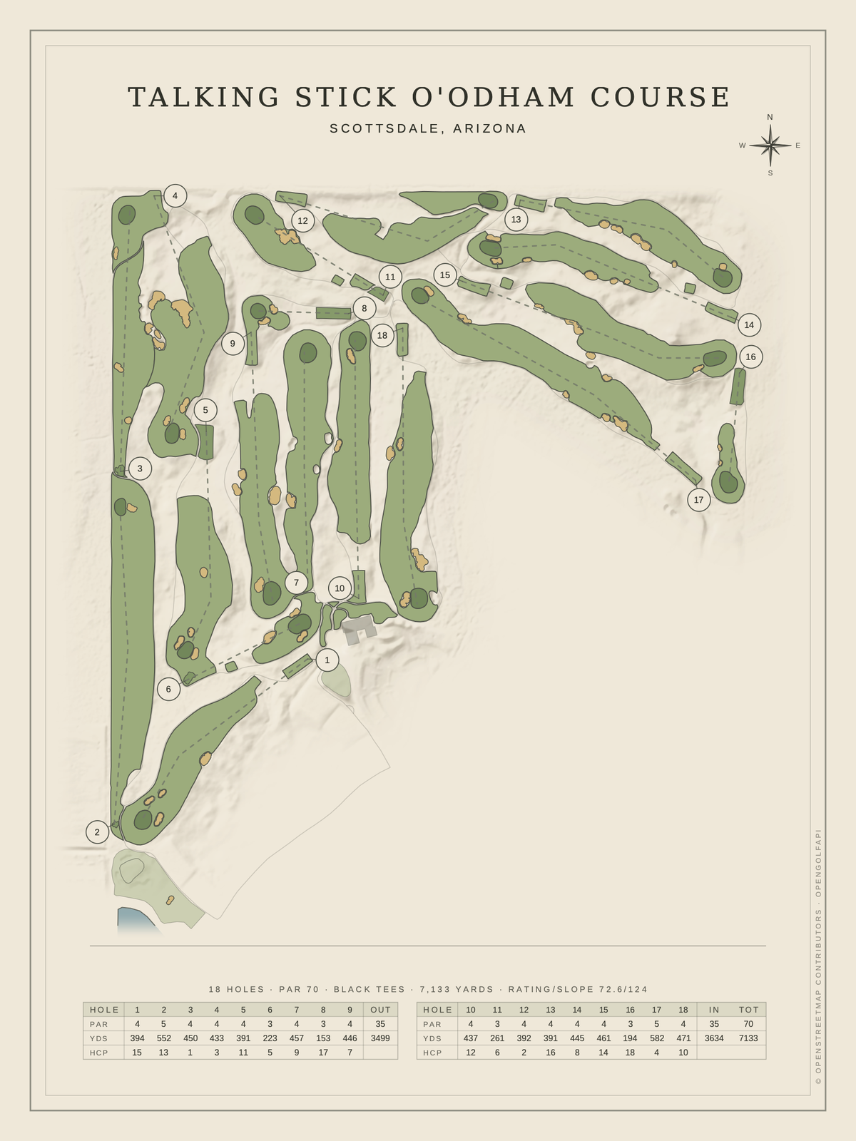 Talking Stick O'odham Course map poster, Classic style, 12×16 / 18×24