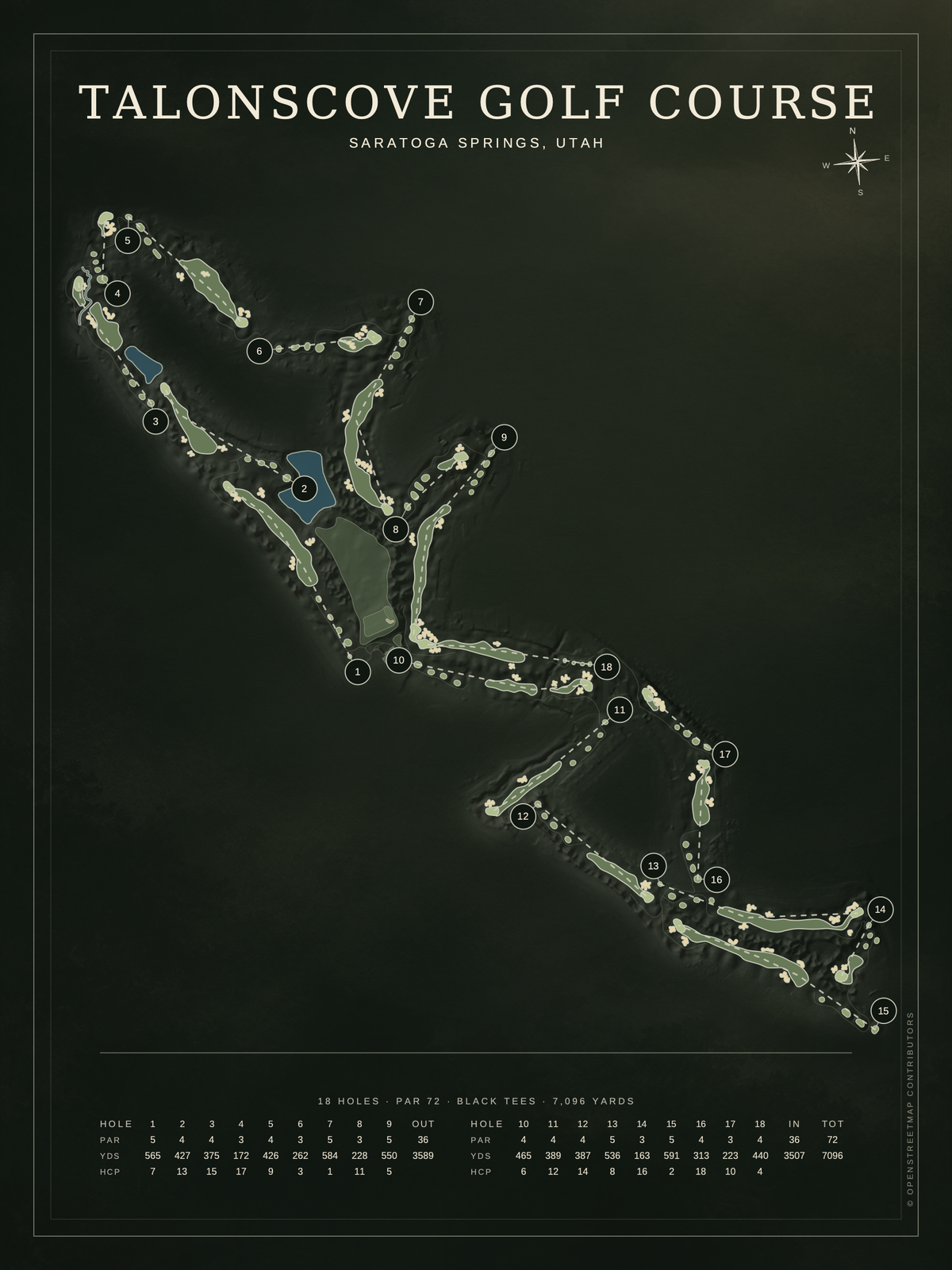 TalonsCove Golf Course map poster, Architectural style, 12×16 / 18×24