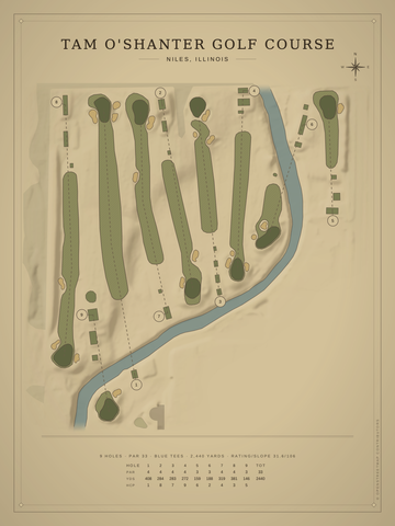 Tam O'Shanter Golf Course Map poster