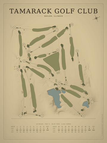 Tamarack Golf Club Course Map poster