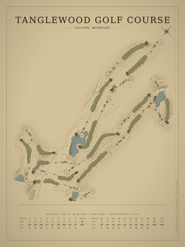 Tanglewood Golf Course Map poster