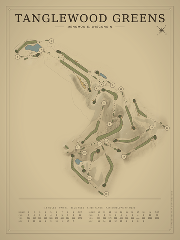 Tanglewood Greens Course Map poster