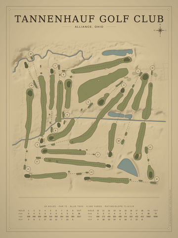Tannenhauf Golf Club Course Map poster