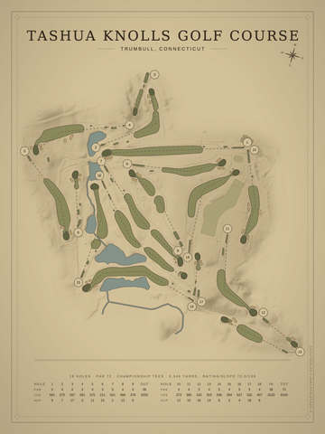 Tashua Knolls Golf Course Map poster