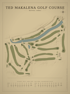 Ted Makalena Golf Course map poster, Vintage style, 12×16 / 18×24