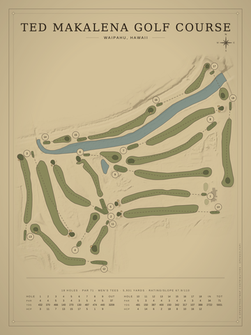 Ted Makalena Golf Course Map poster