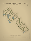 Tex Consolver Golf Course map poster, Vintage style, 12×16 / 18×24