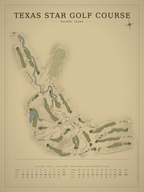 Texas Star Golf Course map poster, Vintage style, 12×16 / 18×24