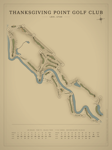Thanksgiving Point Golf Club Course Map poster