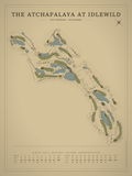 The Atchafalaya at Idlewild course map poster, Vintage style, 12×16 / 18×24