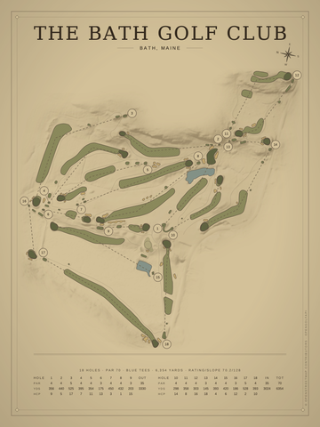 The Bath Golf Club Course Map poster