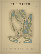 The Bluffs course map poster, Vintage style, 12×16 / 18×24