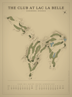 The Club at Lac La Belle course map poster, Vintage style, 12×16 / 18×24