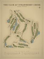 The Club at Strawberry Creek course map poster, Vintage style, 12×16 / 18×24