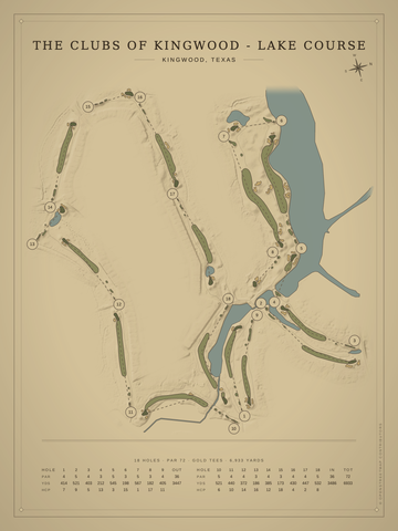 The Clubs of Kingwood - Lake Course Map poster