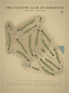 The Country Club of Scranton course map poster, Vintage style, 12×16 / 18×24