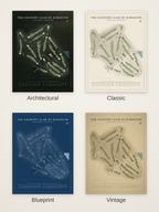 The Country Club of Scranton course map poster in four styles: Architectural, Classic, Blueprint and Vintage