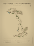 The Course at Wente Vineyards course map poster, Vintage style, 12×16 / 18×24