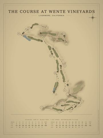 The Course at Wente Vineyards Course Map poster
