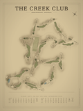 The Creek Club course map poster, Vintage style, 12×16 / 18×24
