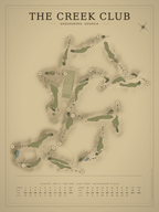 The Creek Club course map poster, Vintage style, 12×16 / 18×24