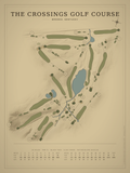 The Crossings Golf Course map poster, Vintage style, 12×16 / 18×24