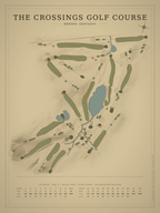 The Crossings Golf Course map poster, Vintage style, 12×16 / 18×24