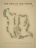 The Den at Fox Creek course map poster, Vintage style, 12×16 / 18×24