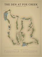 The Den at Fox Creek course map poster, Vintage style, 12×16 / 18×24