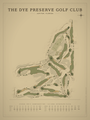 The Dye Preserve Golf Club Course Map poster
