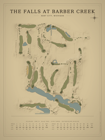 The Falls at Barber Creek Course Map poster