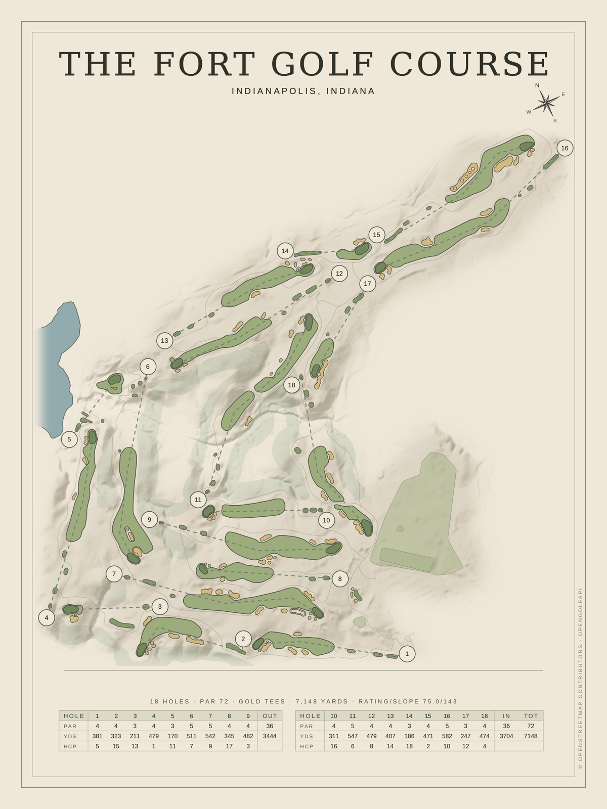 The Fort Golf Course map poster, Classic style, 12×16 / 18×24