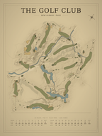 The Golf Club (New Albany) course map poster, Vintage style, 12×16 / 18×24