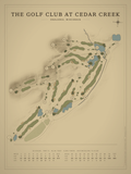The Golf Club at Cedar Creek course map poster, Vintage style, 12×16 / 18×24