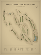 The Golf Club at Gray's Crossing course map poster, Vintage style, 12×16 / 18×24