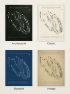 The Golf Club at Gray's Crossing course map poster in four styles: Architectural, Classic, Blueprint and Vintage