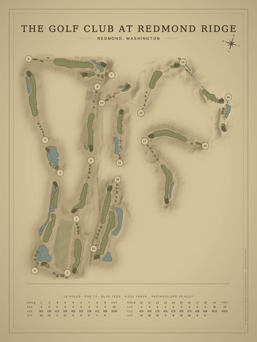 The Golf Club at Redmond Ridge Course Map poster