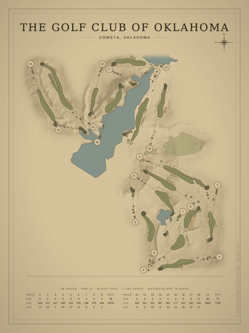 The Golf Club of Oklahoma Course Map poster