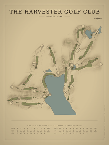 The Harvester Golf Club Course Map poster