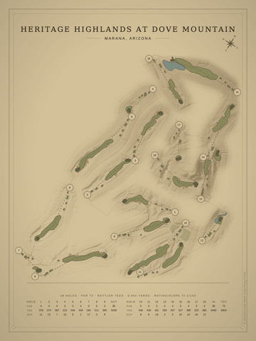 Heritage Highlands at Dove Mountain Course Map poster