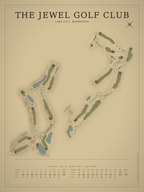 The Jewel Golf Club course map poster, Vintage style, 12×16 / 18×24