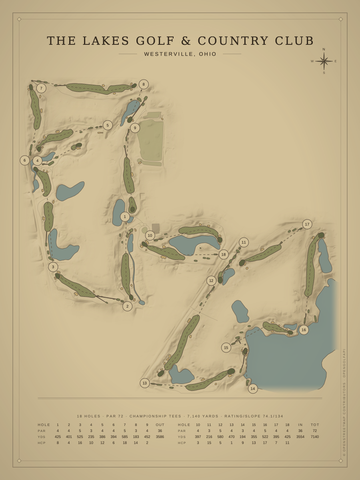 The Lakes Golf & Country Club Course Map poster