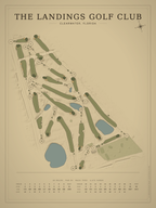 The Landings Golf Club course map poster, Vintage style, 12×16 / 18×24